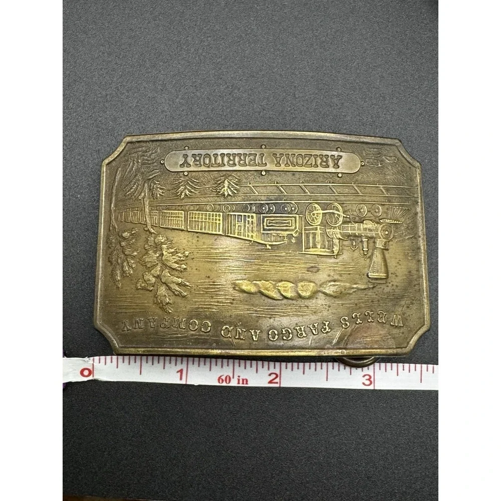 Wells Fargo And Company Brass Belt Buckle - Vintage Tiffany New York Arizona Ter